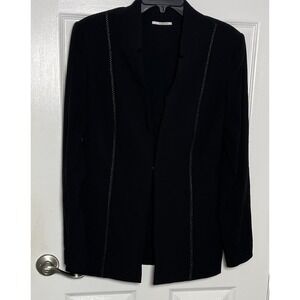 T Tahari black open-front blazer with chain-trim detail, size US 12